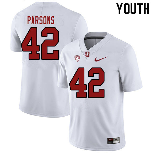 Youth #42 Bailey Parsons Stanford Cardinal College Football Jerseys Sale-White - Click Image to Close